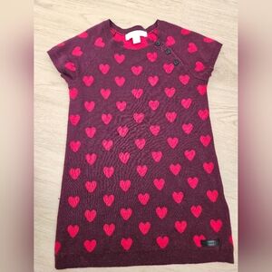 Burberry Cashemere Sweater Dress with Red Hearts In Size 3